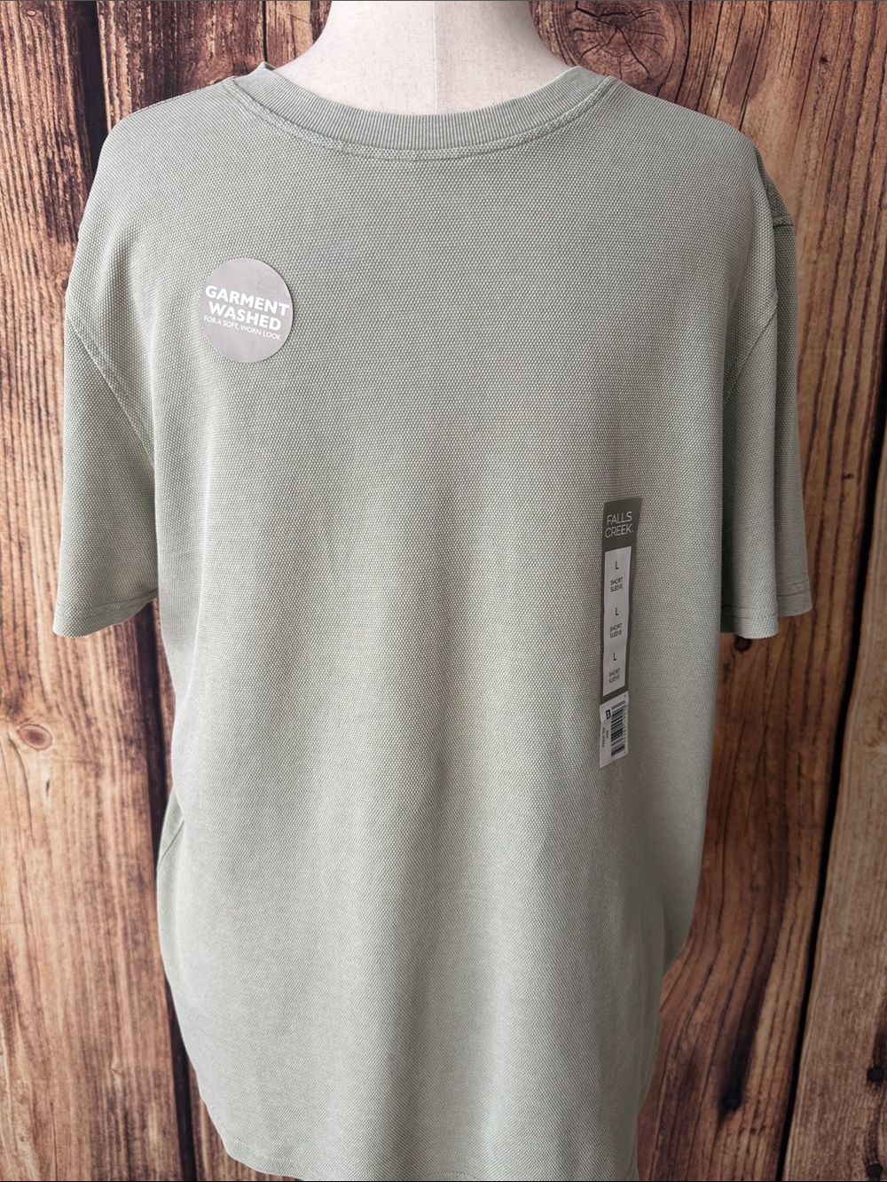 Falls Creek Men's Sage Green Garment-Washed Short Sleeve Tee